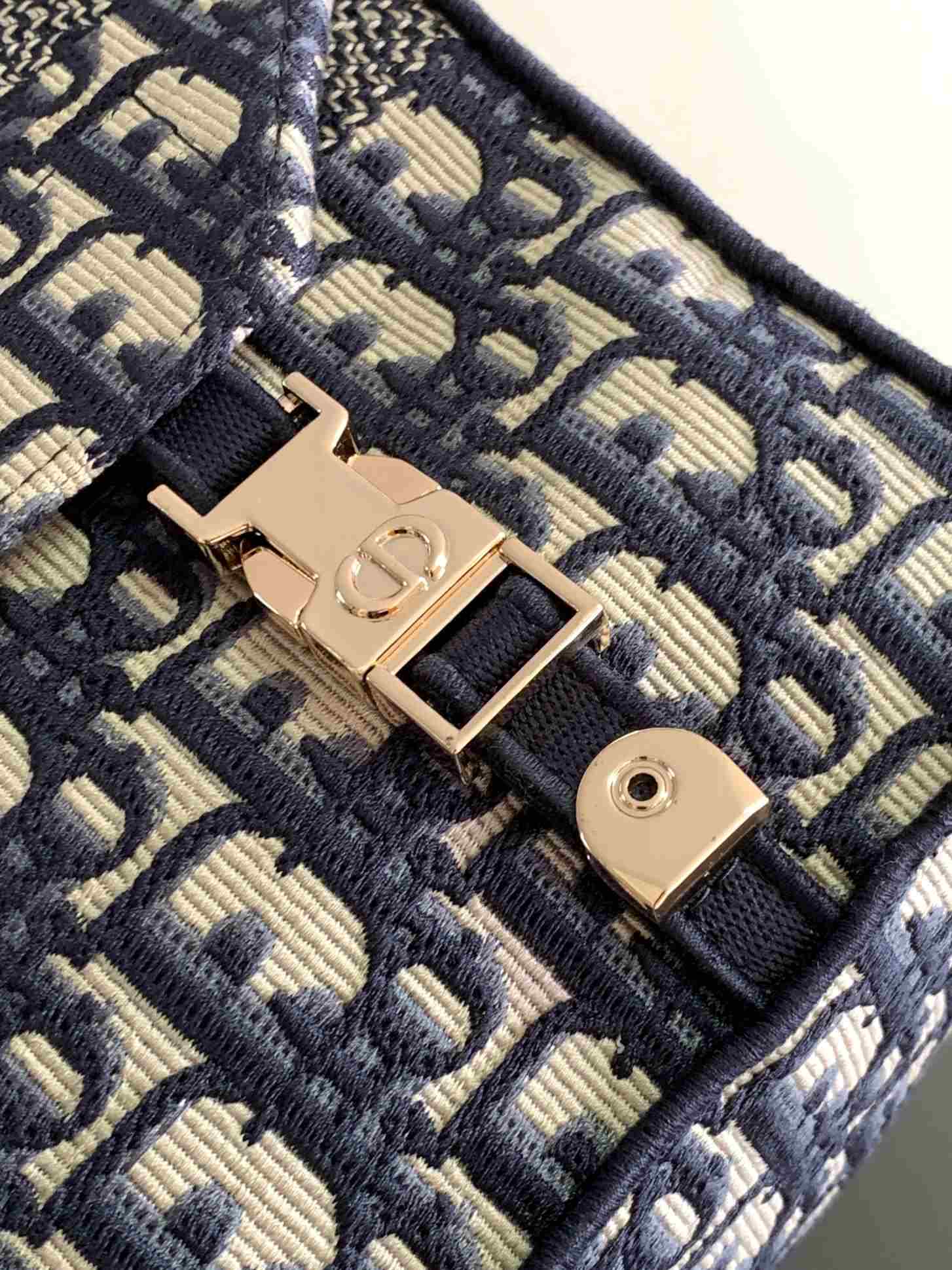 DIOR Medium Diorcamp Bag Blue Dior Oblique Embroidery