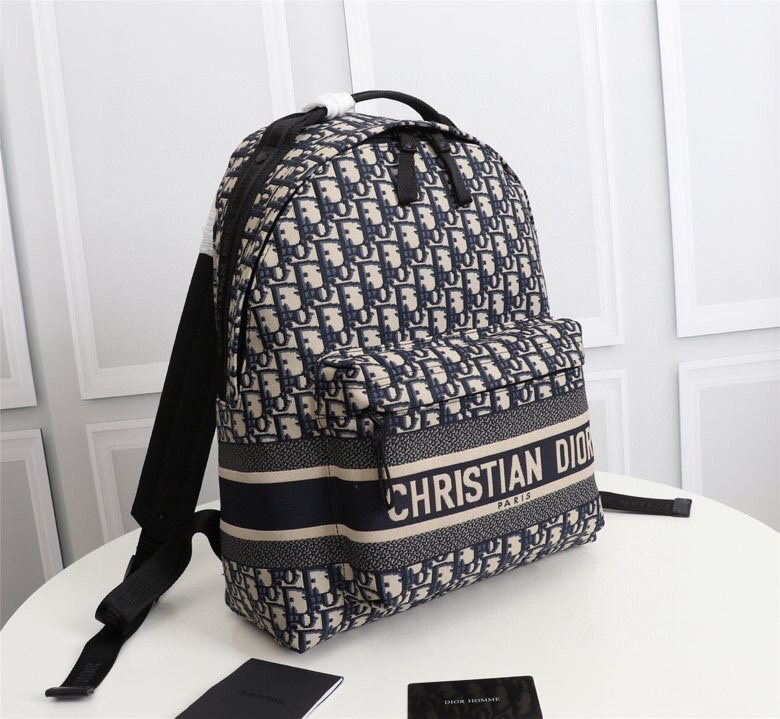 DIOR DiorTravel Backpack Blue Dior Oblique Jacquard