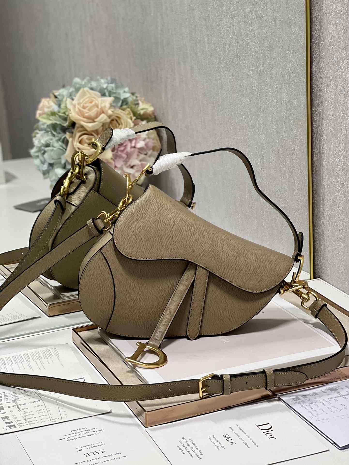 DIOR Saddle Bag  with Strap Sand-Colored