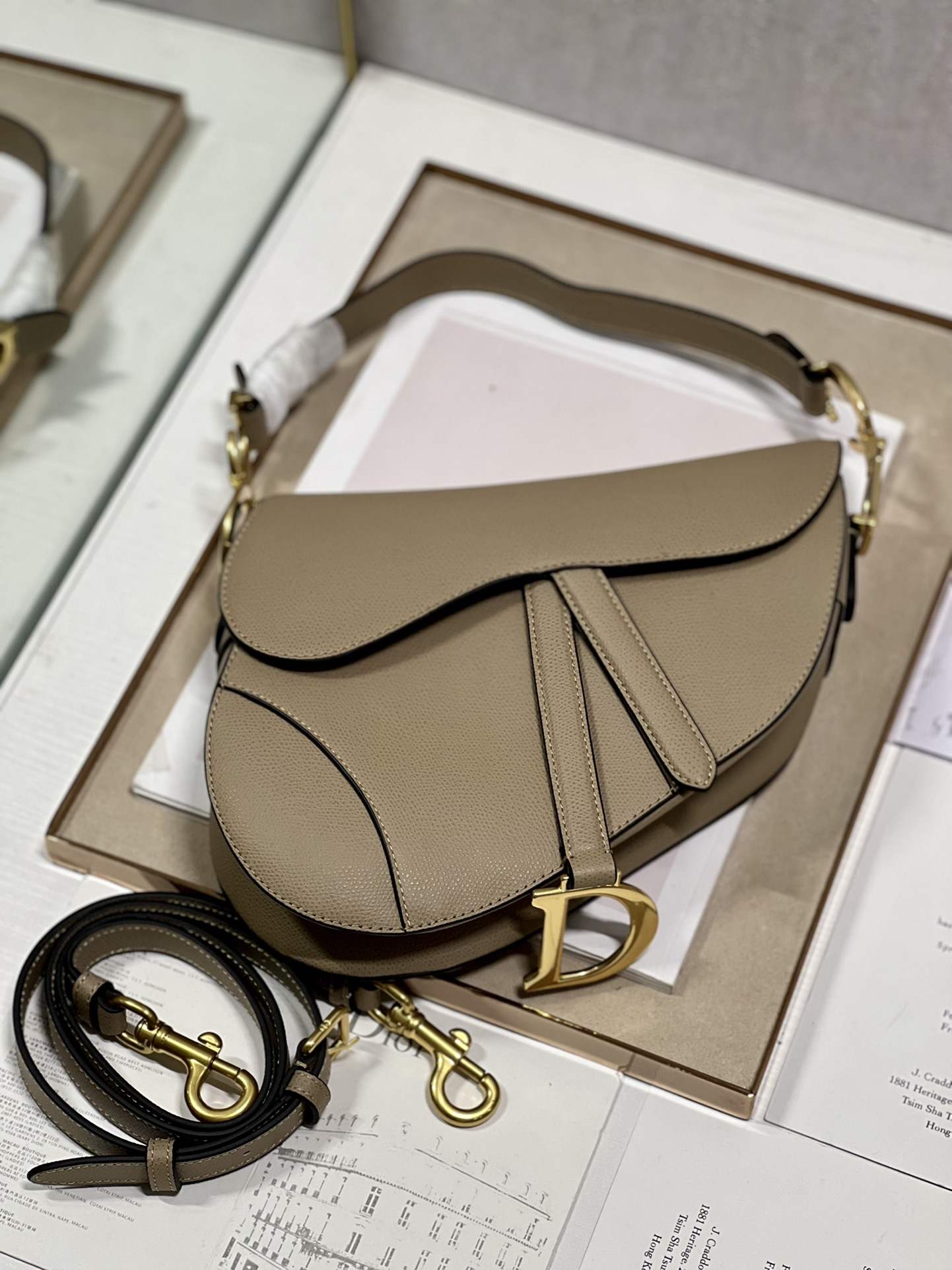 DIOR Saddle Bag  with Strap Sand-Colored