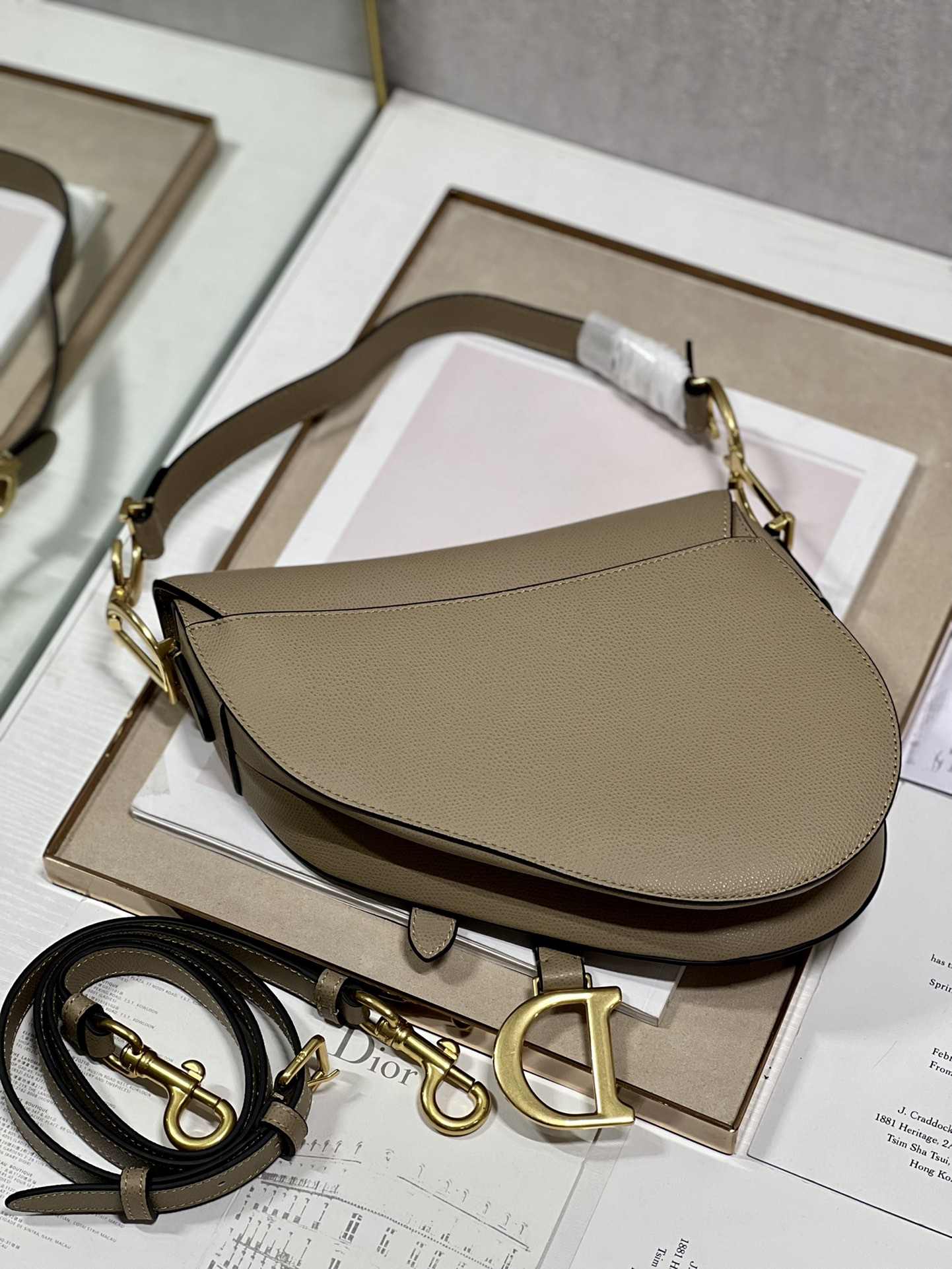 DIOR Saddle Bag  with Strap Sand-Colored