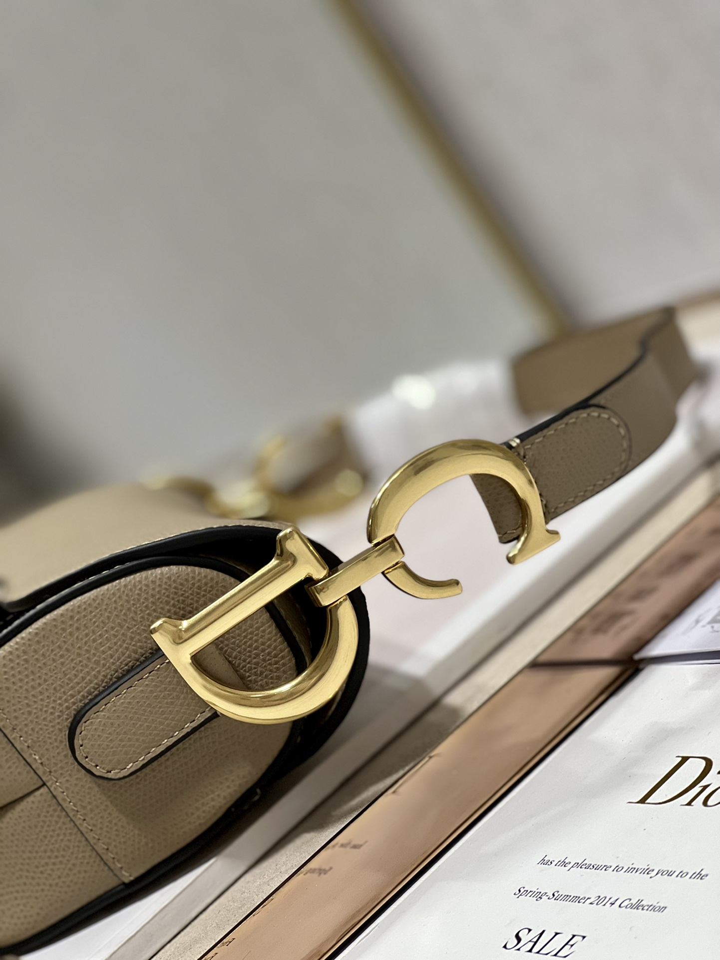 DIOR Saddle Bag  with Strap Sand-Colored