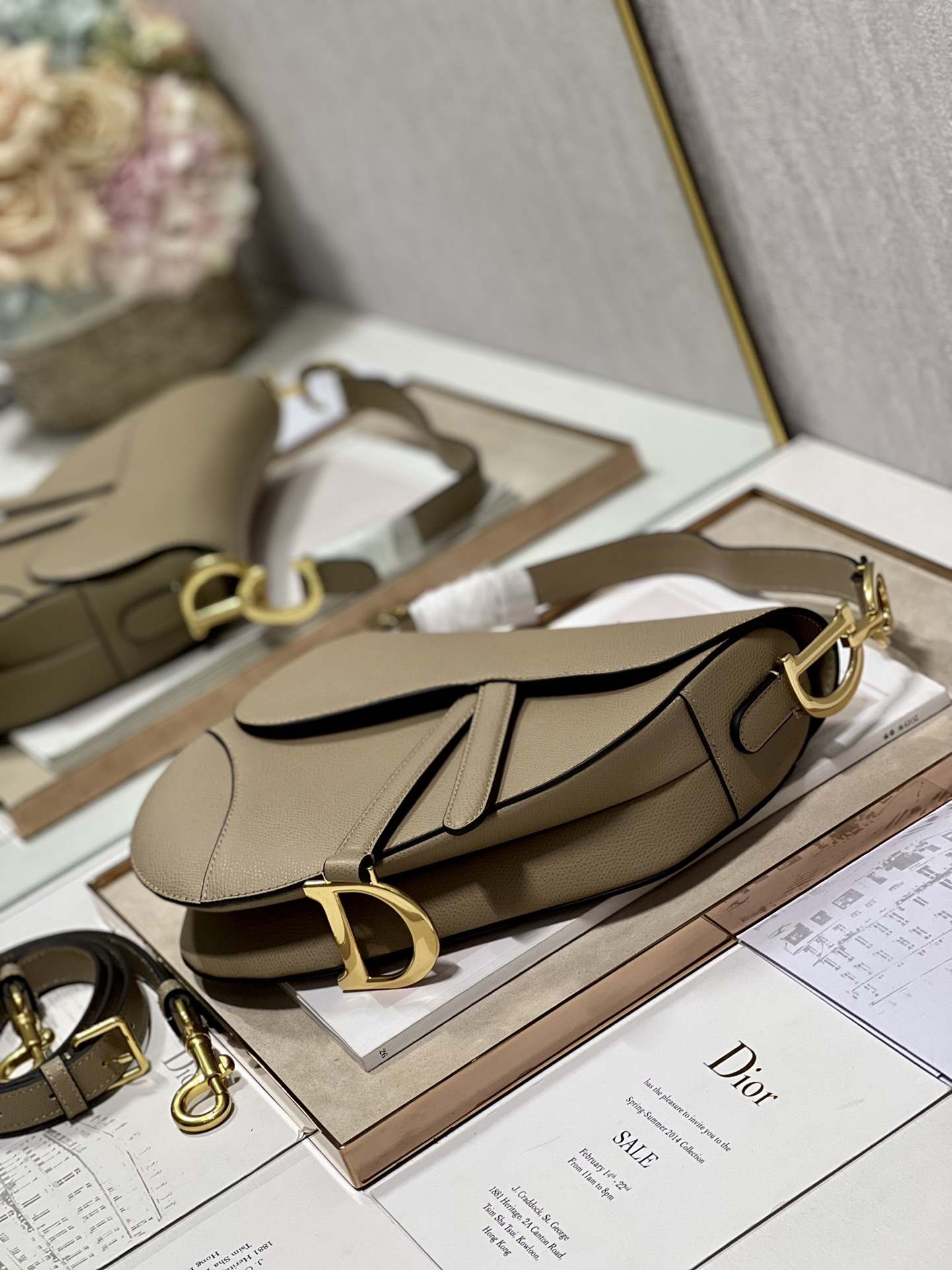 DIOR Saddle Bag  with Strap Sand-Colored