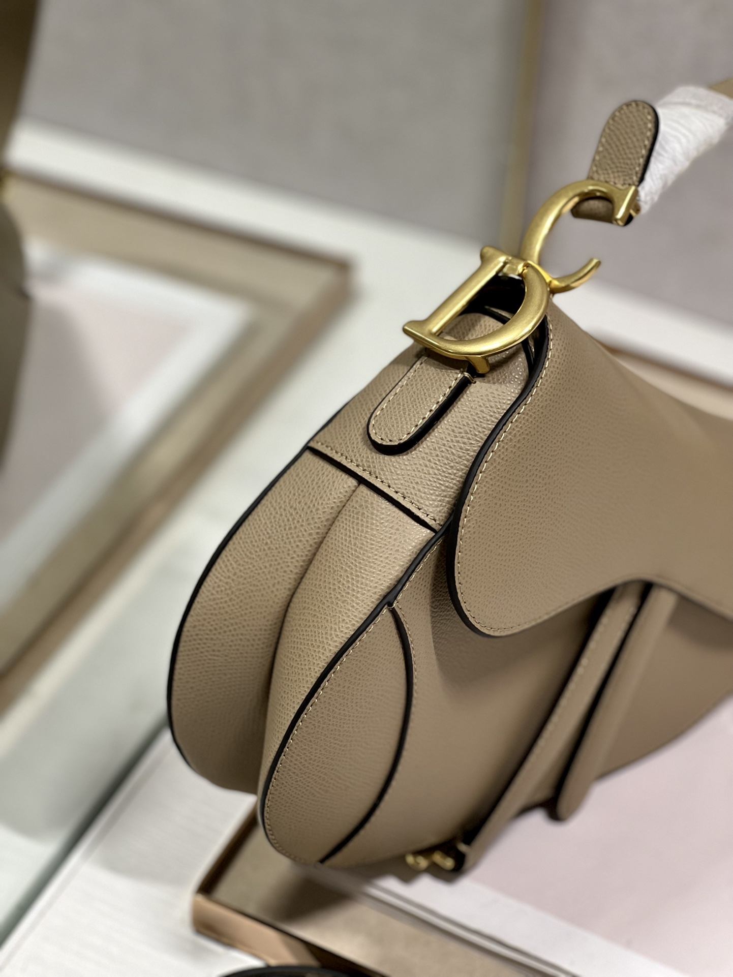 DIOR Saddle Bag  with Strap Sand-Colored