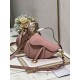 DIOR Saddle Bag  with Strap Powder Pink Grained Calfskin