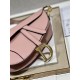 DIOR Saddle Bag  with Strap Powder Pink Grained Calfskin