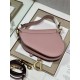 DIOR Saddle Bag  with Strap Powder Pink Grained Calfskin