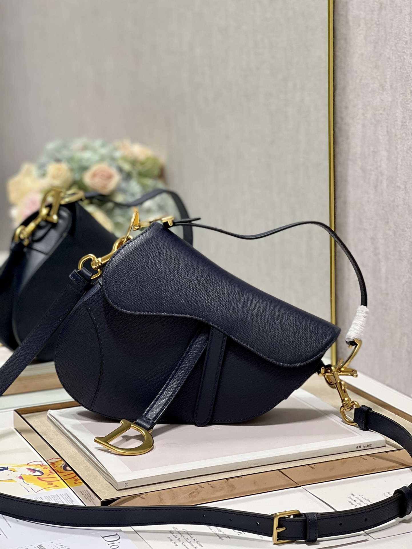 DIOR Saddle Bag  with Strap Indigo Blue