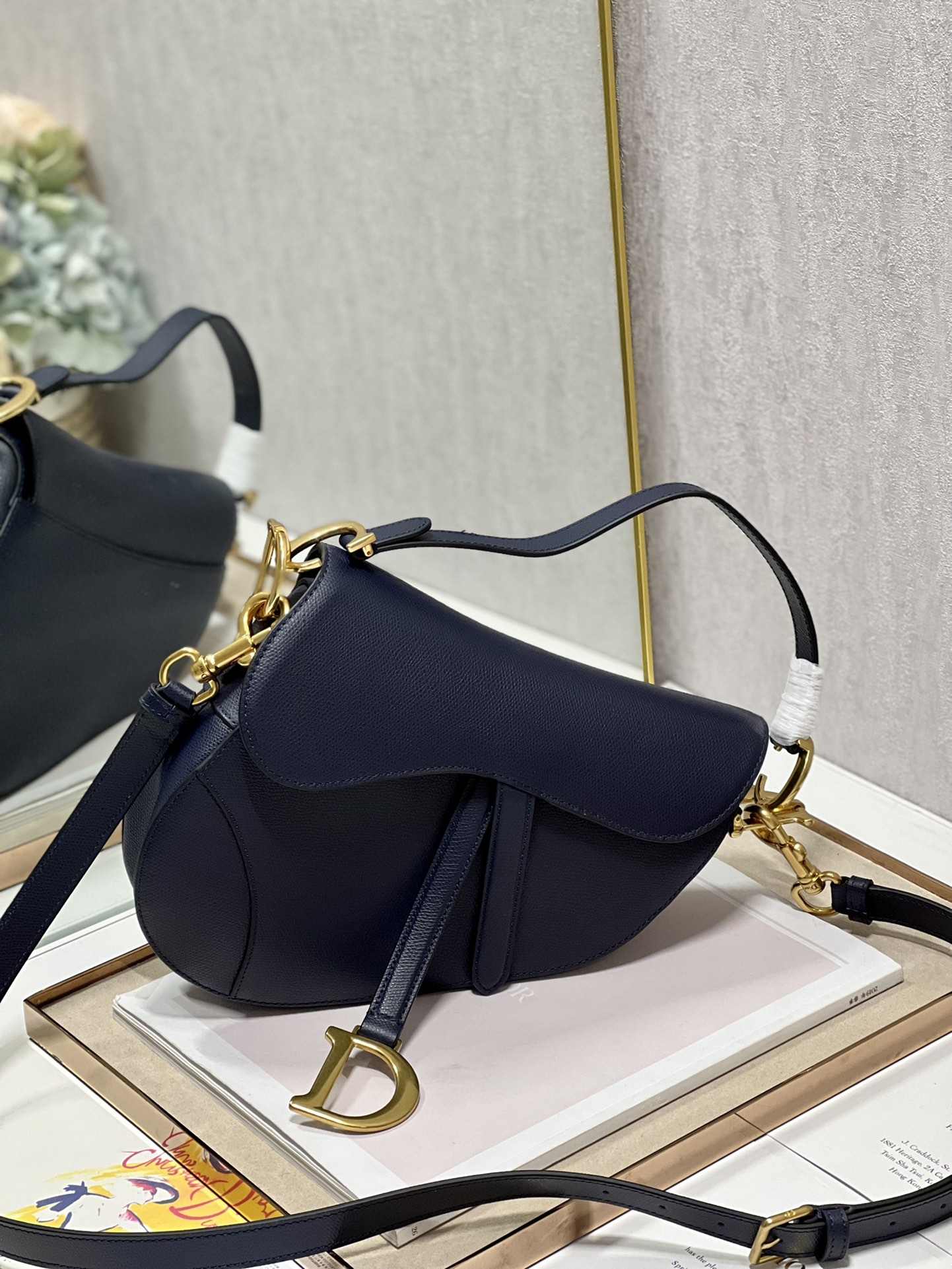 DIOR Saddle Bag  with Strap Indigo Blue