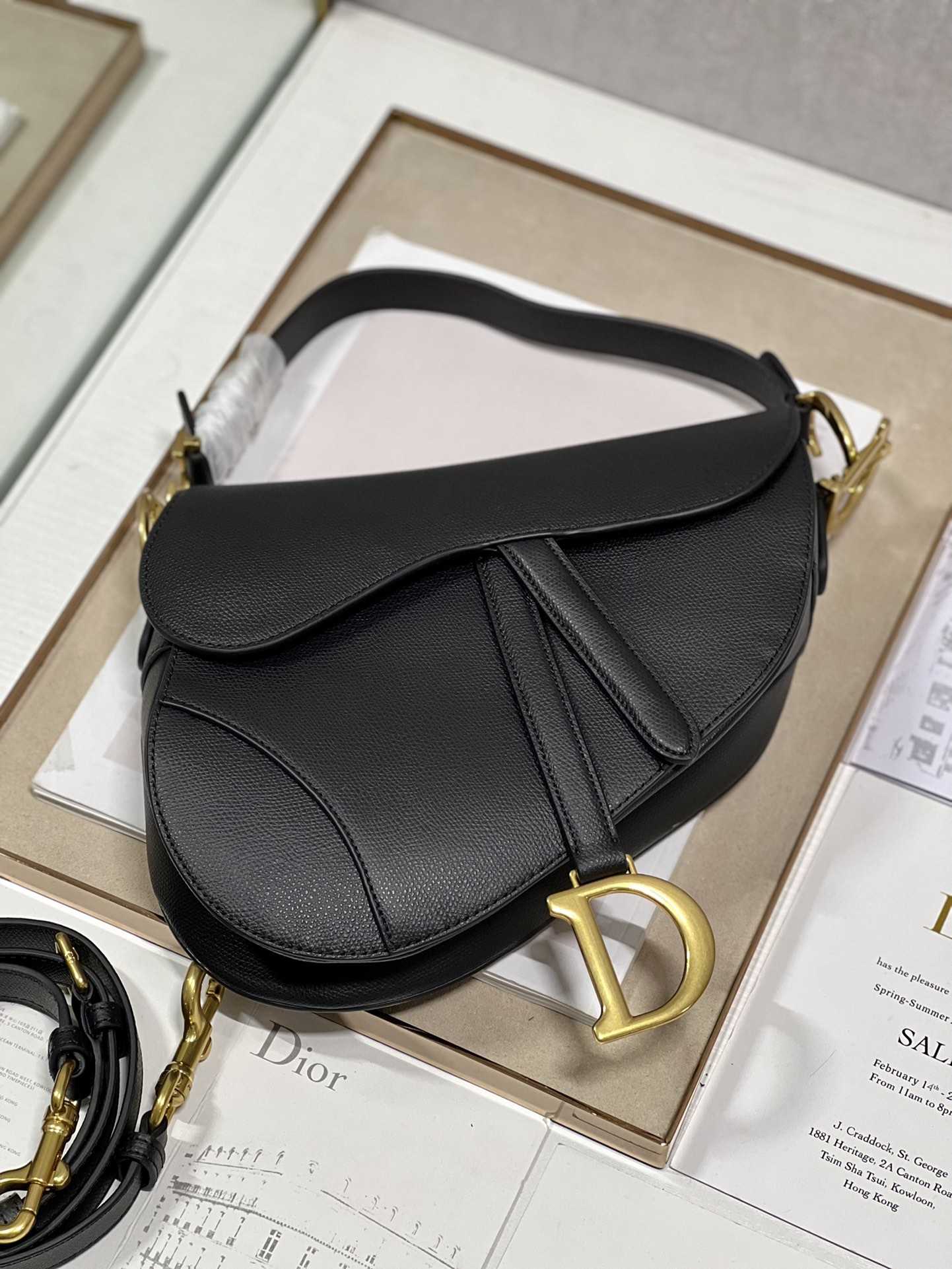 DIOR Saddle Bag  with Strap Black