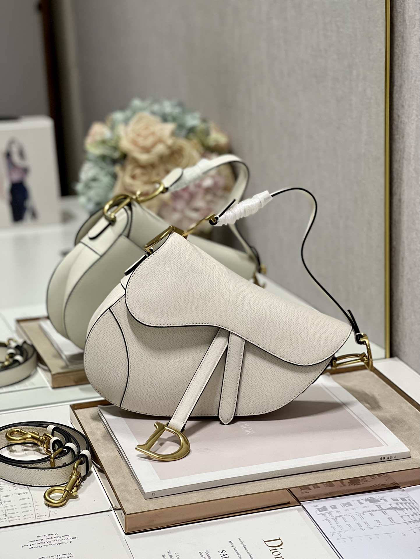 DIOR Saddle Bag  with Strap Latte