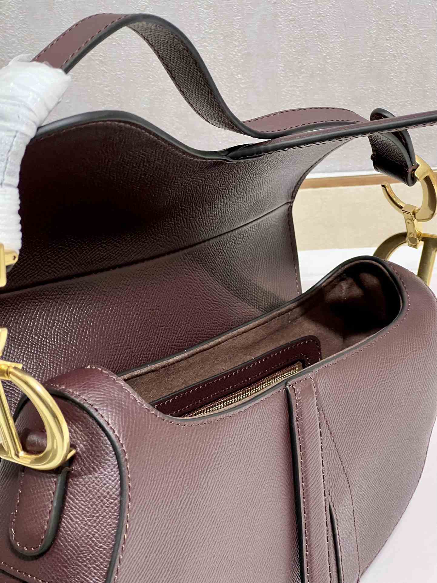 DIOR Saddle Bag  with Strap Burgundy