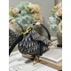 DIOR Mini Saddle Bag  with Strap Blue Dior Oblique Jacquard