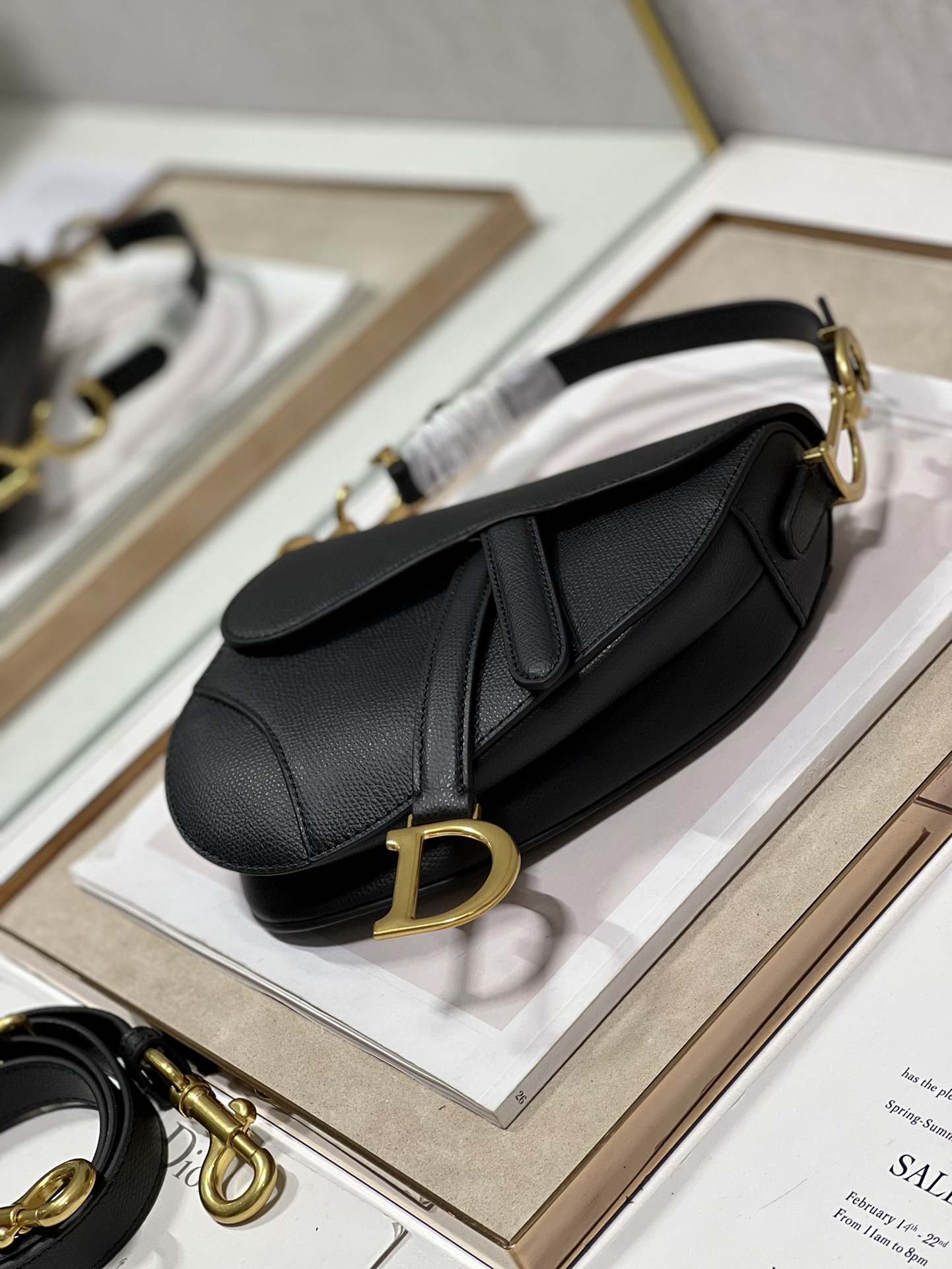 DIOR Mini Saddle Bag with Strap Black