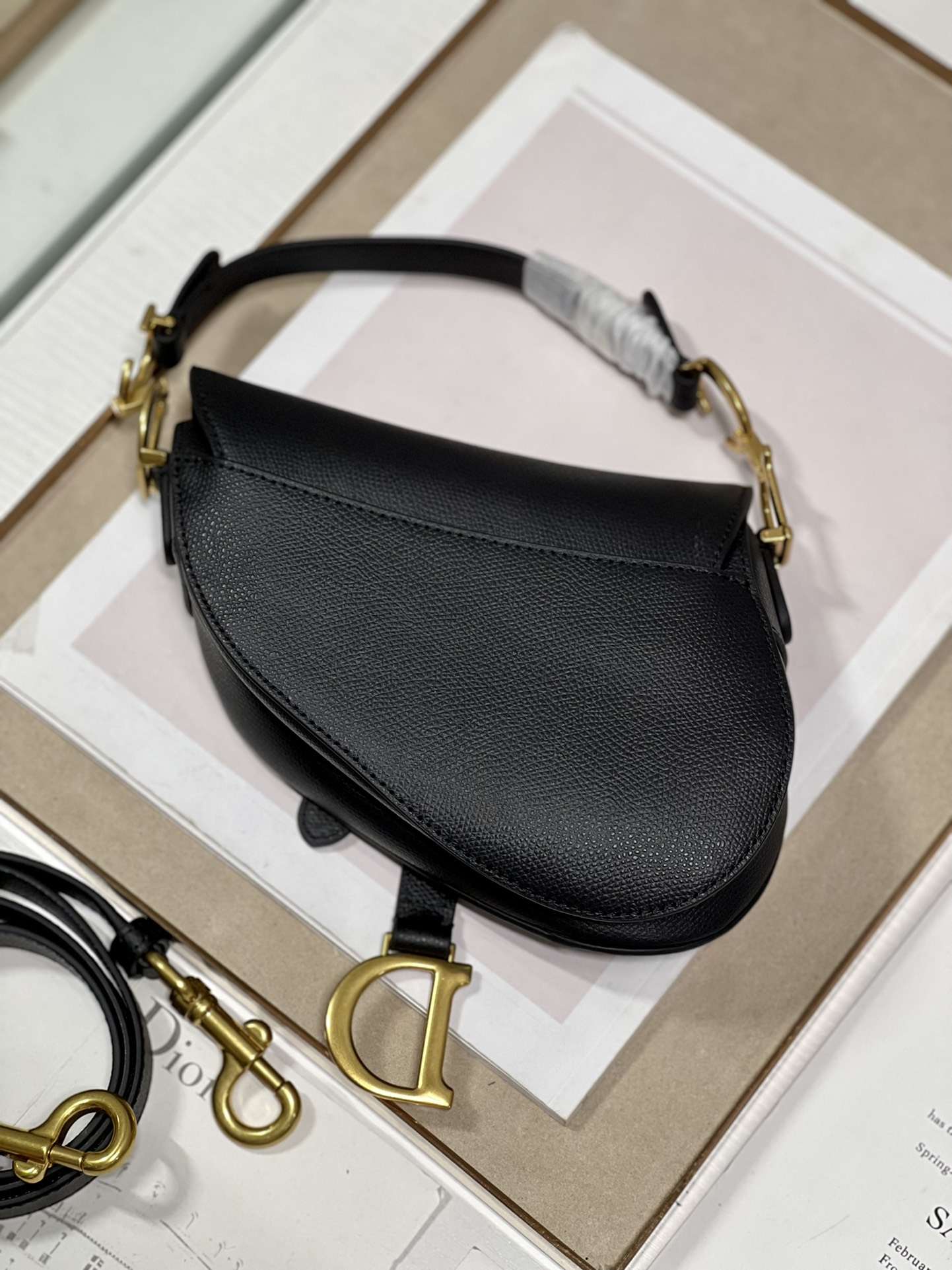 DIOR Mini Saddle Bag with Strap Black