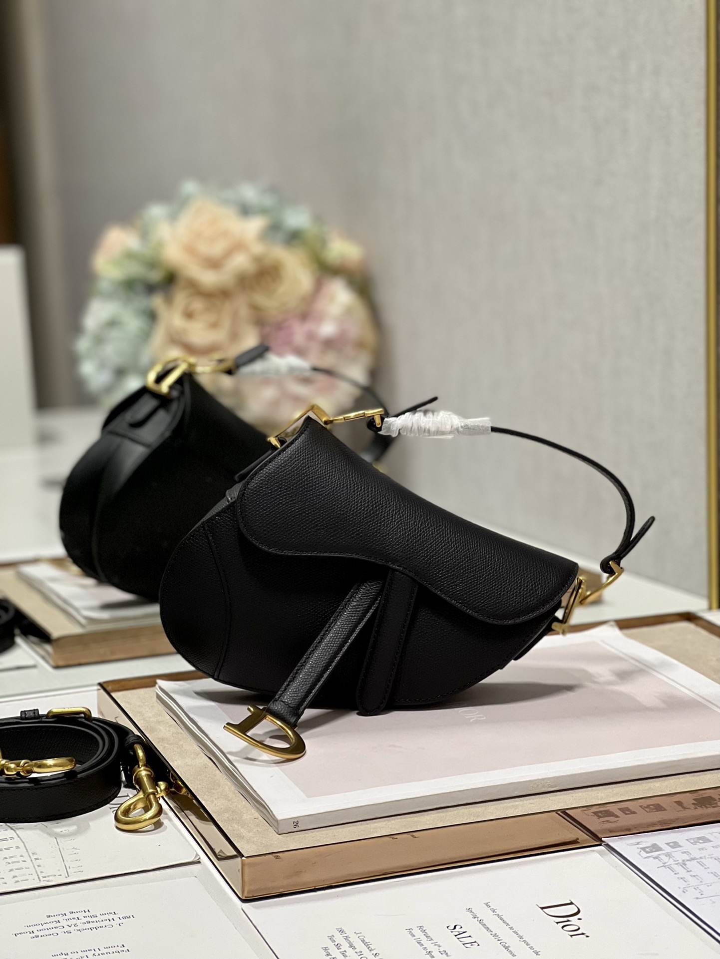 DIOR Mini Saddle Bag with Strap Black