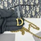 DIOR Long Saddle Wallet with Chain Blue Dior Oblique Jacquard