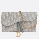 DIOR Long Saddle Wallet with Chain Gray Dior Oblique Jacquard