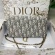 DIOR Long Saddle Wallet with Chain Gray Dior Oblique Jacquard