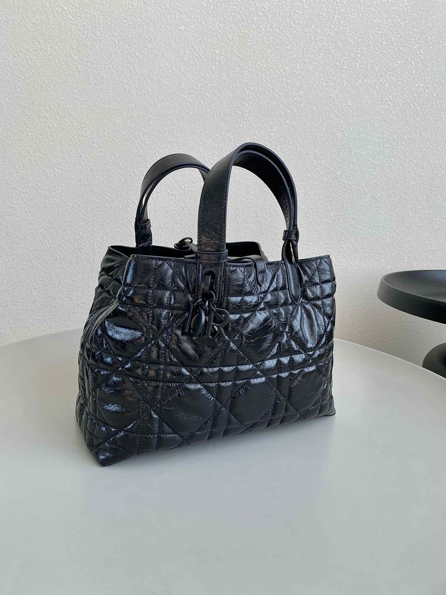 DIOR Medium Dior Toujours Bag Black Macrocannage