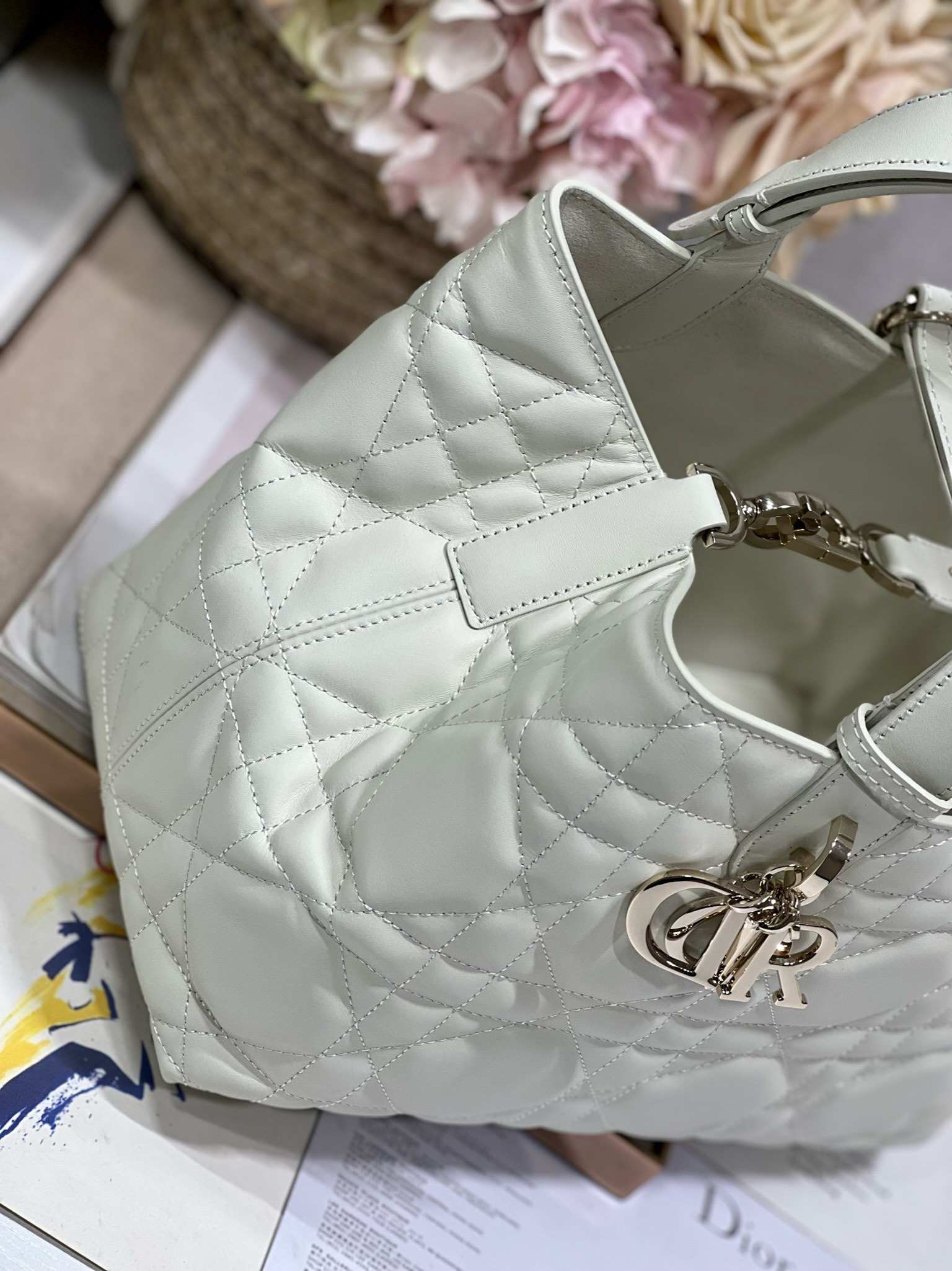 DIOR Medium Dior Toujours Bag White & Gold-tone Hardware