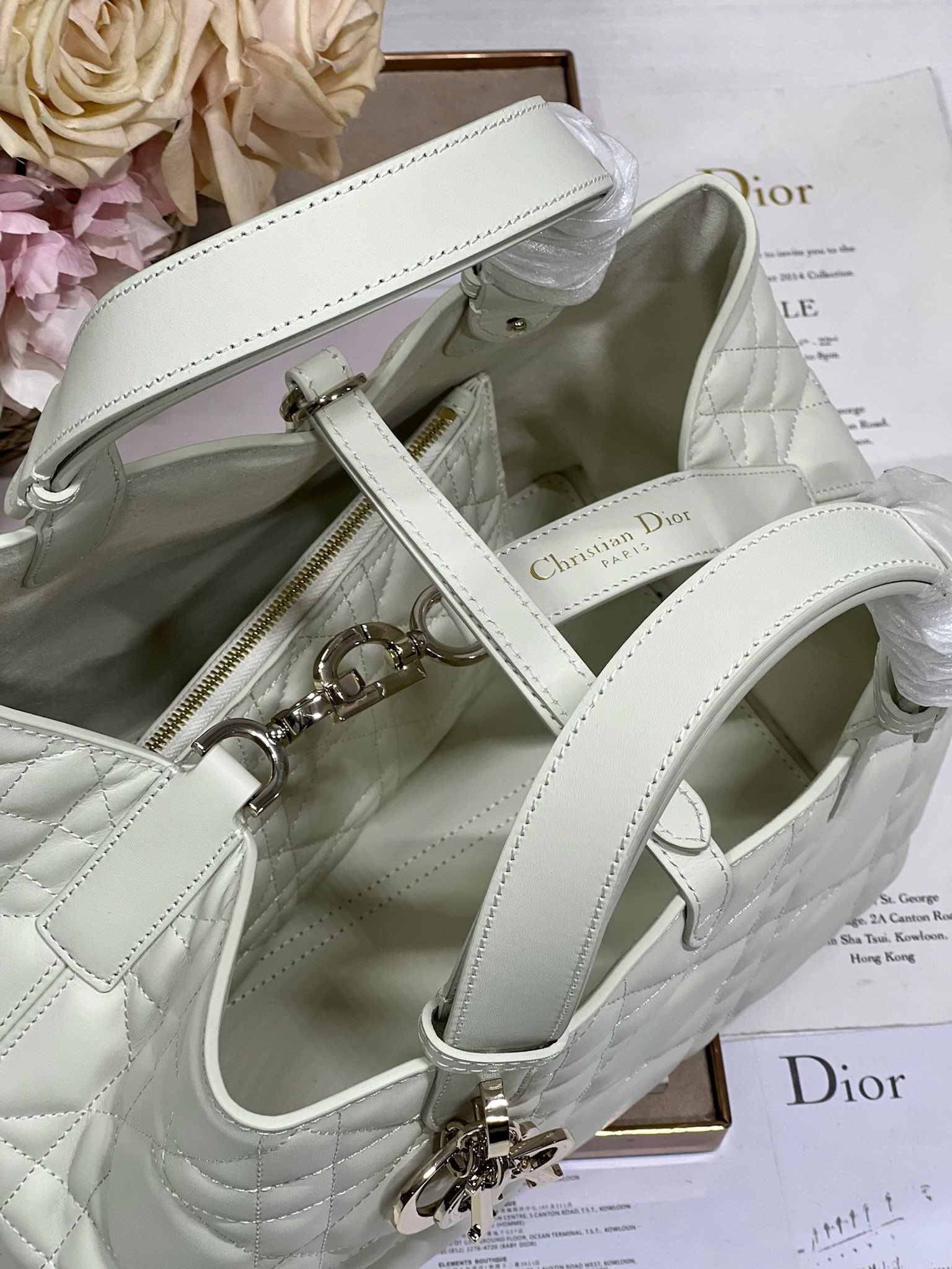 DIOR Medium Dior Toujours Bag White & Gold-tone Hardware