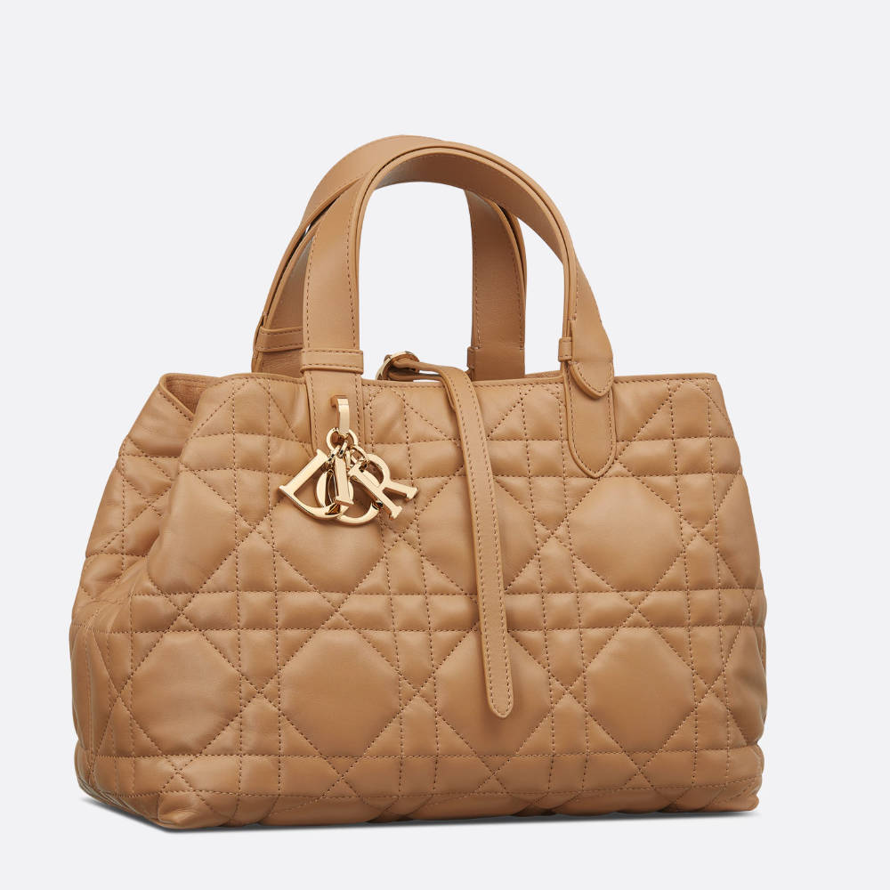 DIOR Medium Dior Toujours Bag Medium Tan & Gold-tone Hardware