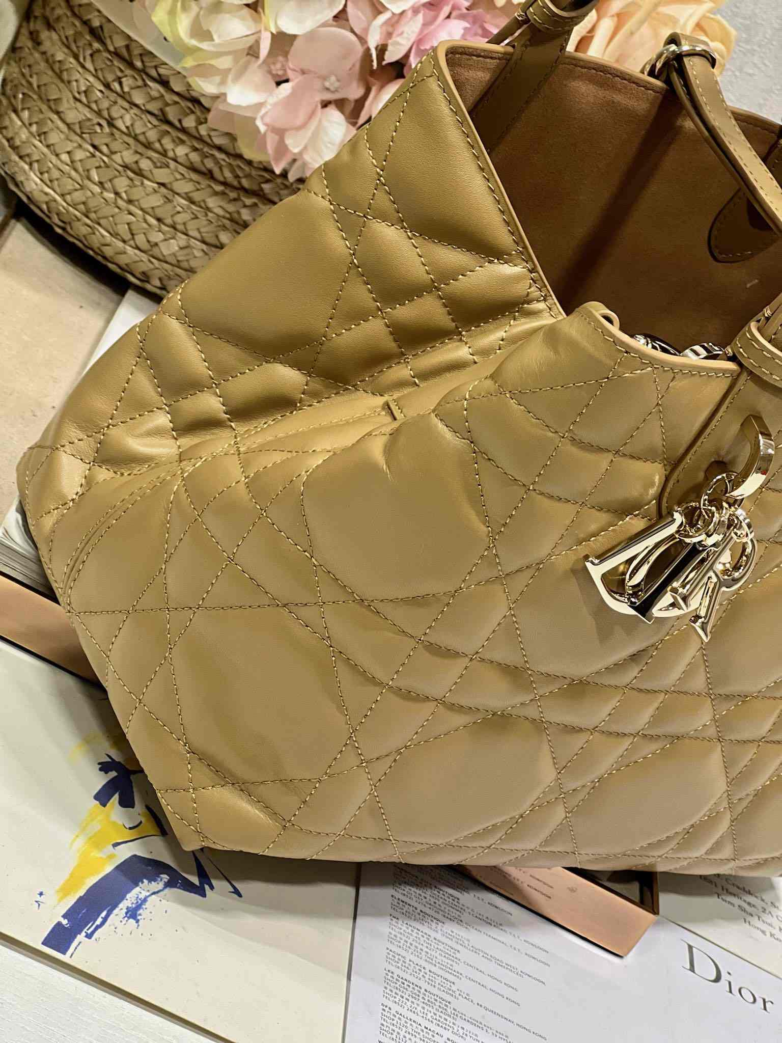 DIOR Medium Dior Toujours Bag Medium Tan & Gold-tone Hardware