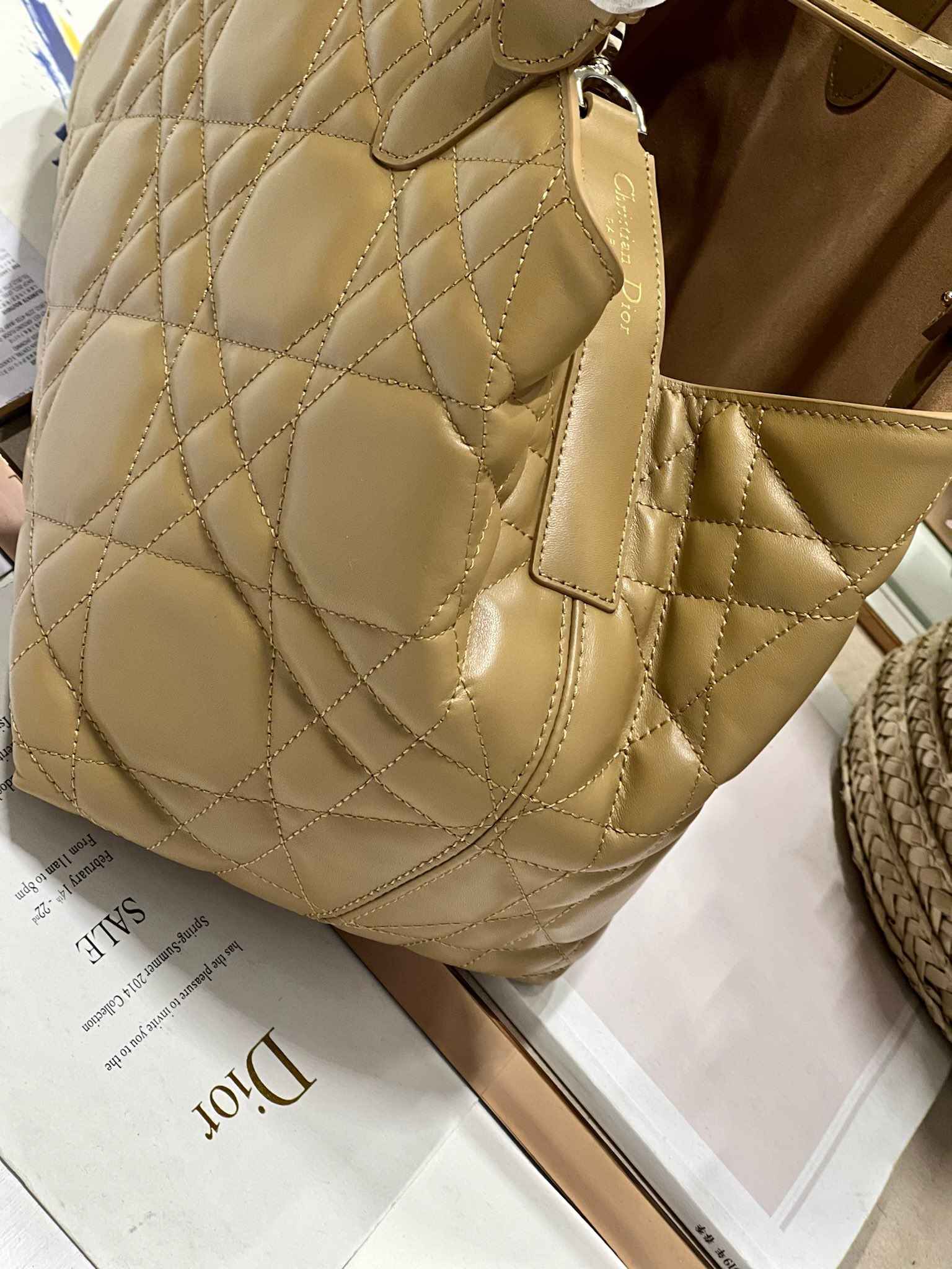 DIOR Medium Dior Toujours Bag Medium Tan & Gold-tone Hardware