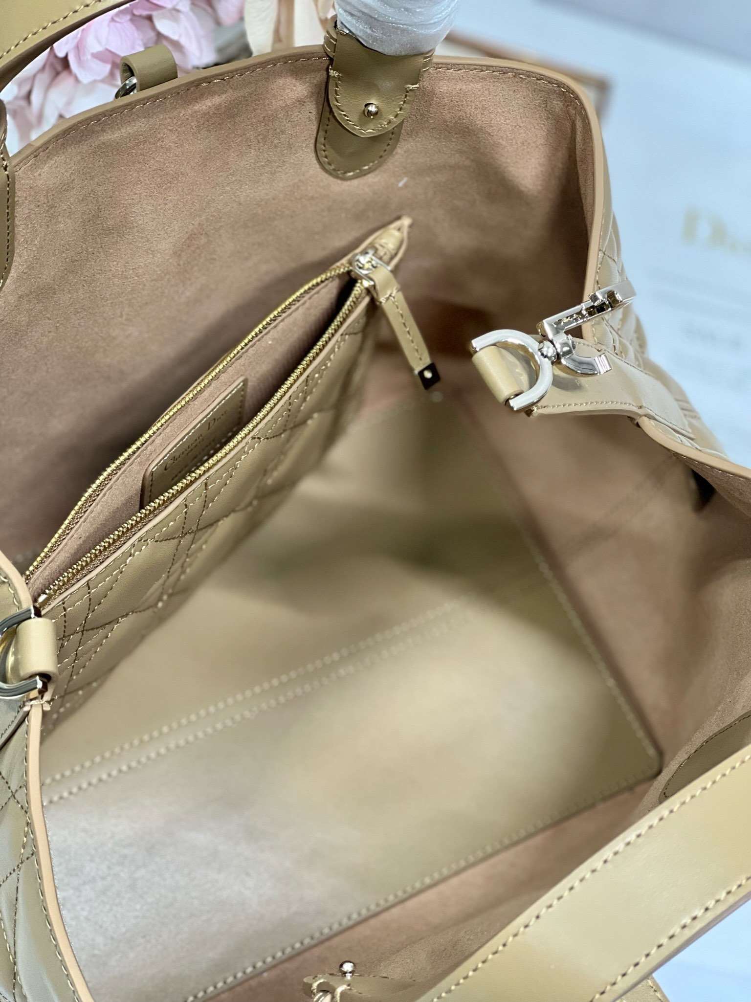 DIOR Medium Dior Toujours Bag Medium Tan & Gold-tone Hardware