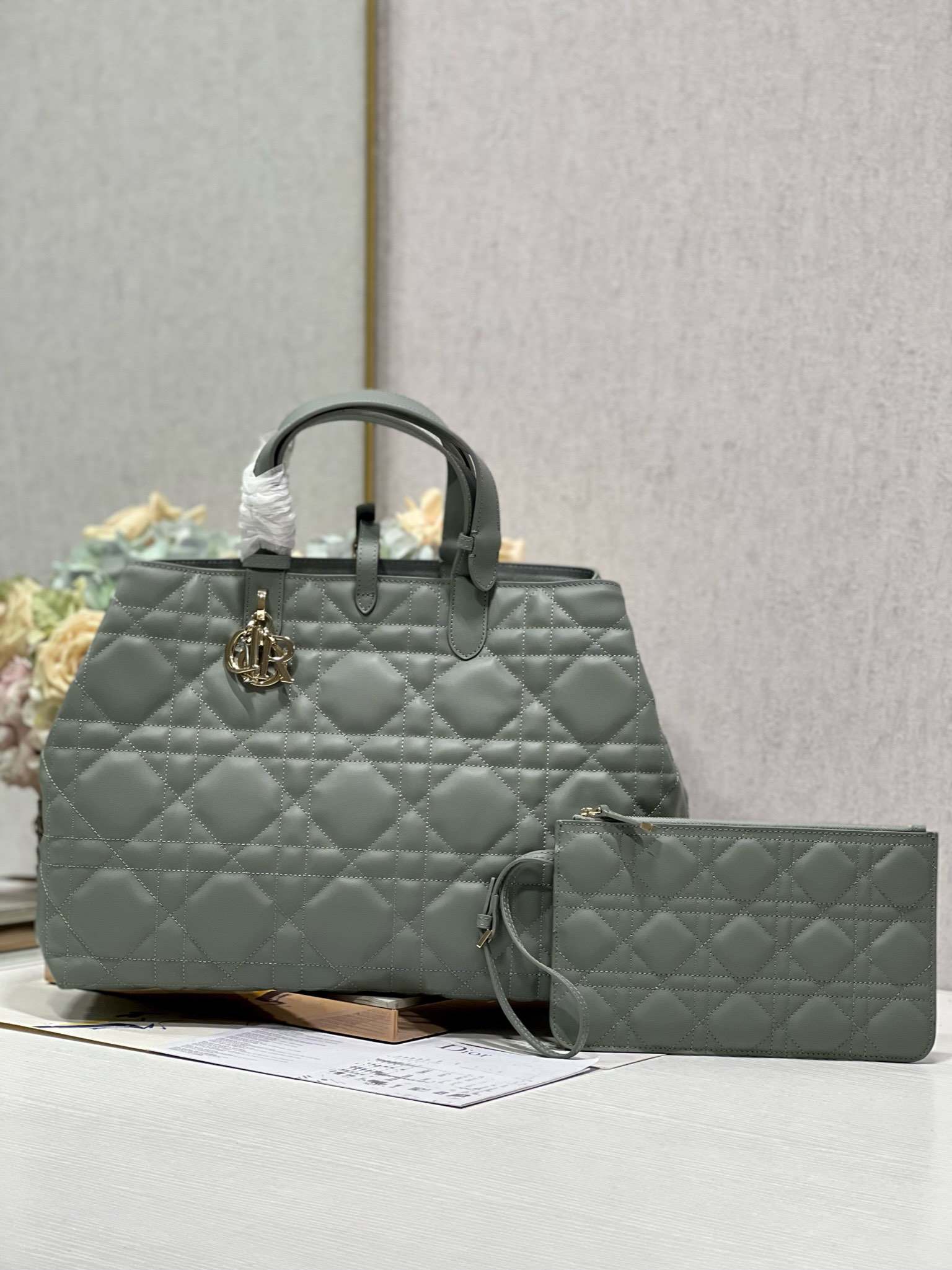 DIOR Large Dior Toujours Bag Stone Gray