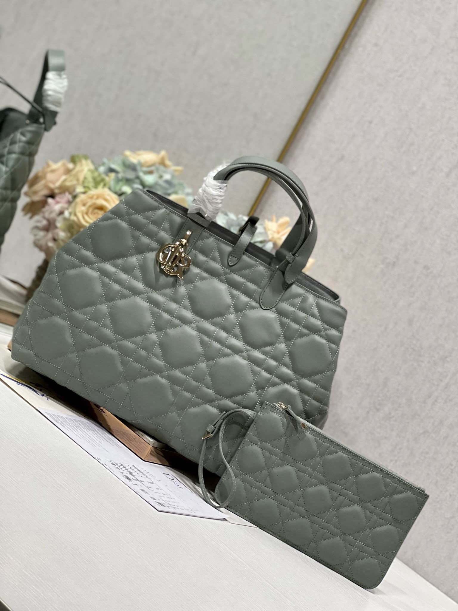 DIOR Large Dior Toujours Bag Stone Gray