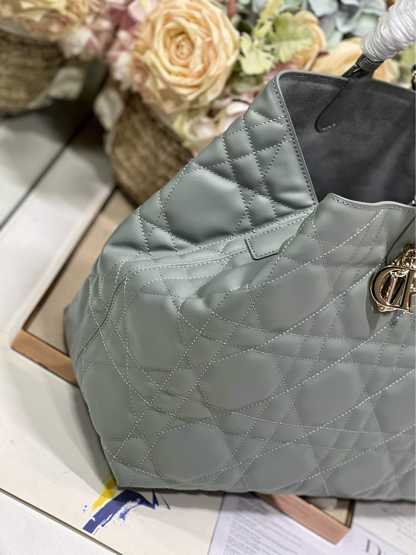 DIOR Large Dior Toujours Bag Stone Gray