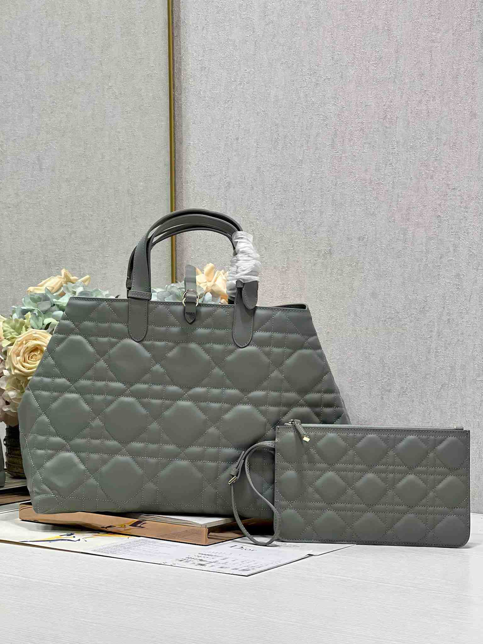 DIOR Large Dior Toujours Bag Stone Gray