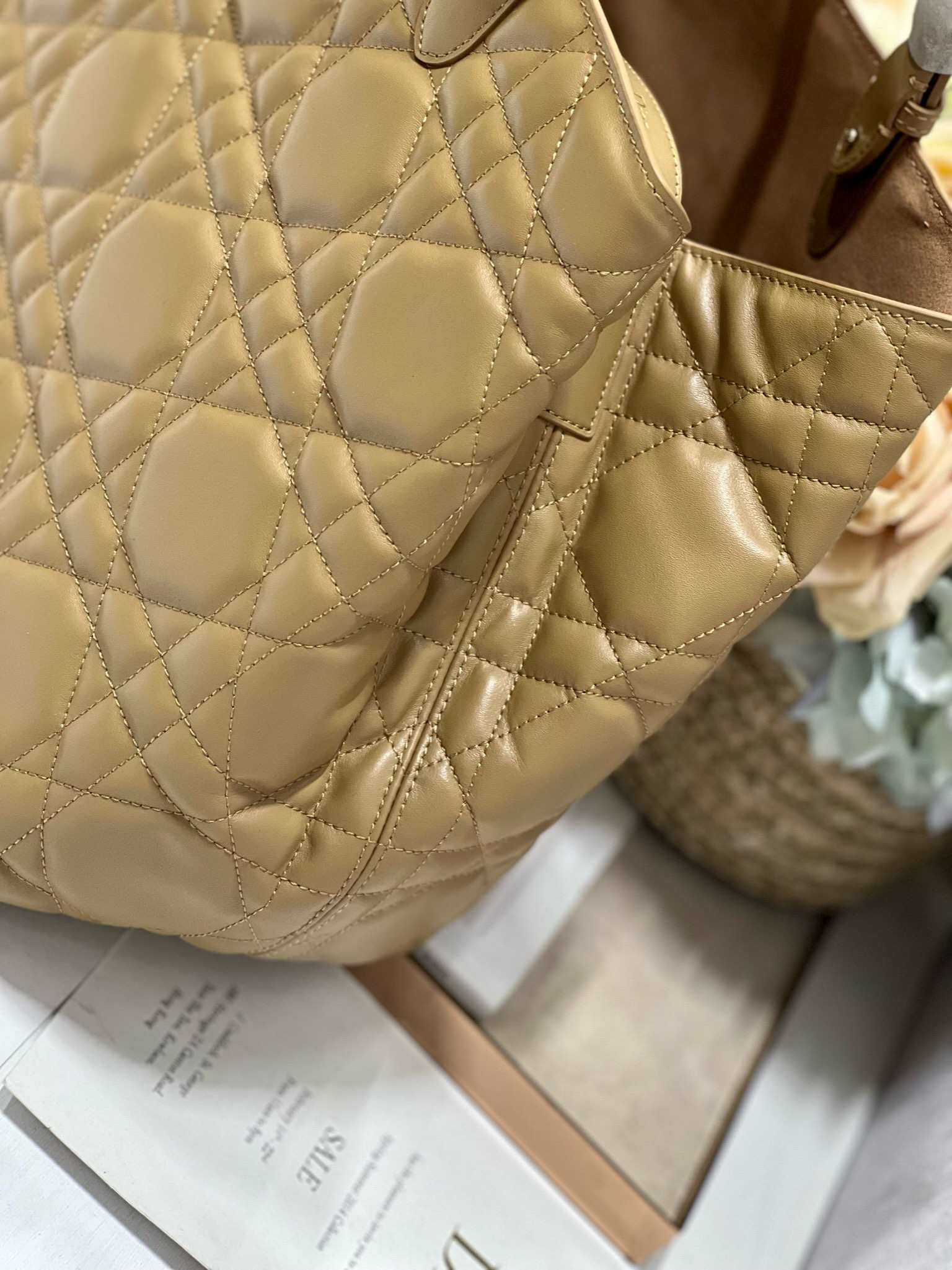 DIOR Large Dior Toujours Bag Medium Tan