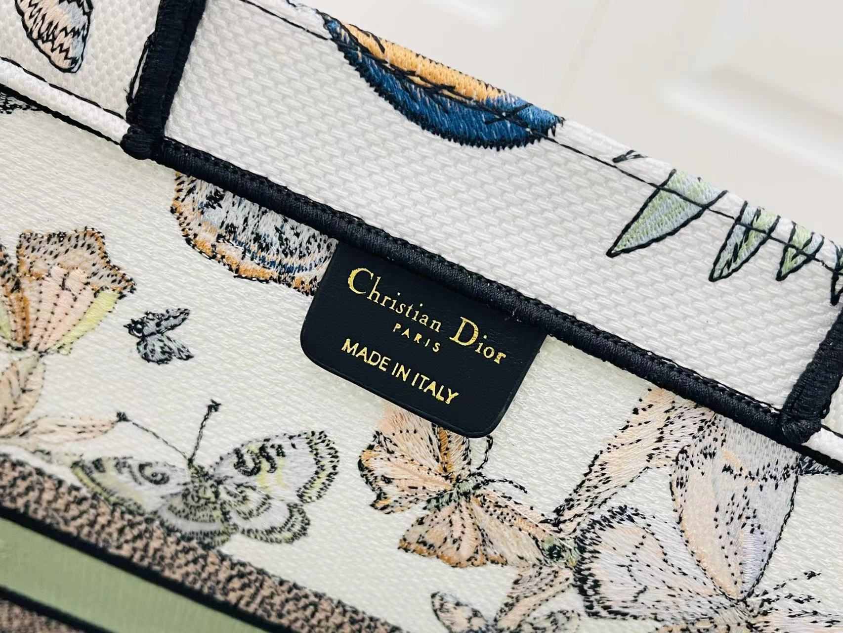 DIOR Large Book Tote White Multicolor Toile de Jouy Mexico Embroidery