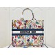 DIOR Large Book Tote White Multicolor Toile de Jouy Fantastica Embroidery