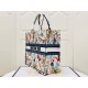 DIOR Large Book Tote White Multicolor Toile de Jouy Fantastica Embroidery