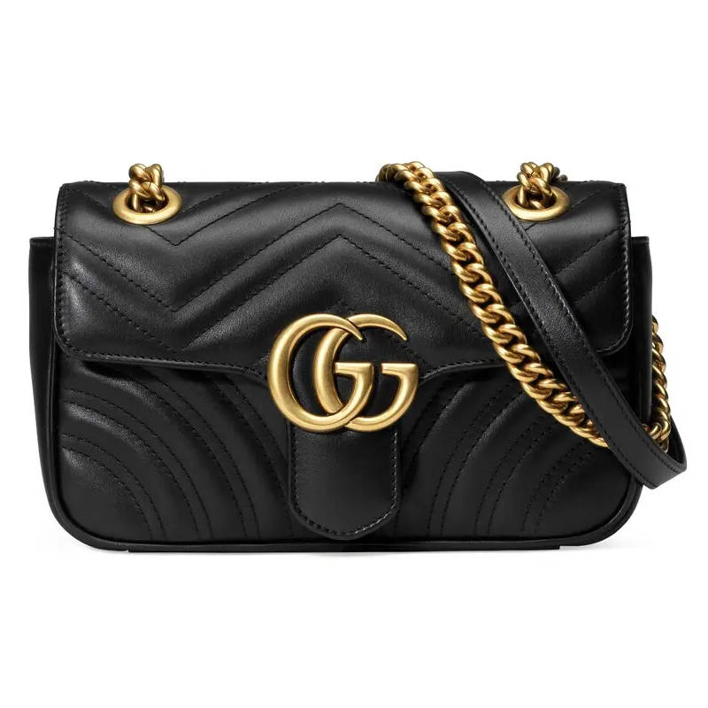 GUCCI GG Marmont Mini Shoulder Bag Black leather