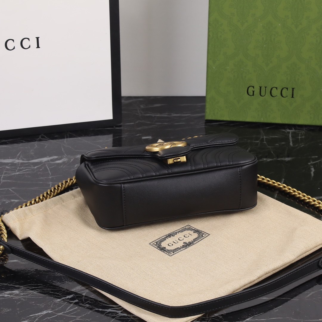 GUCCI GG Marmont Mini Shoulder Bag Black leather