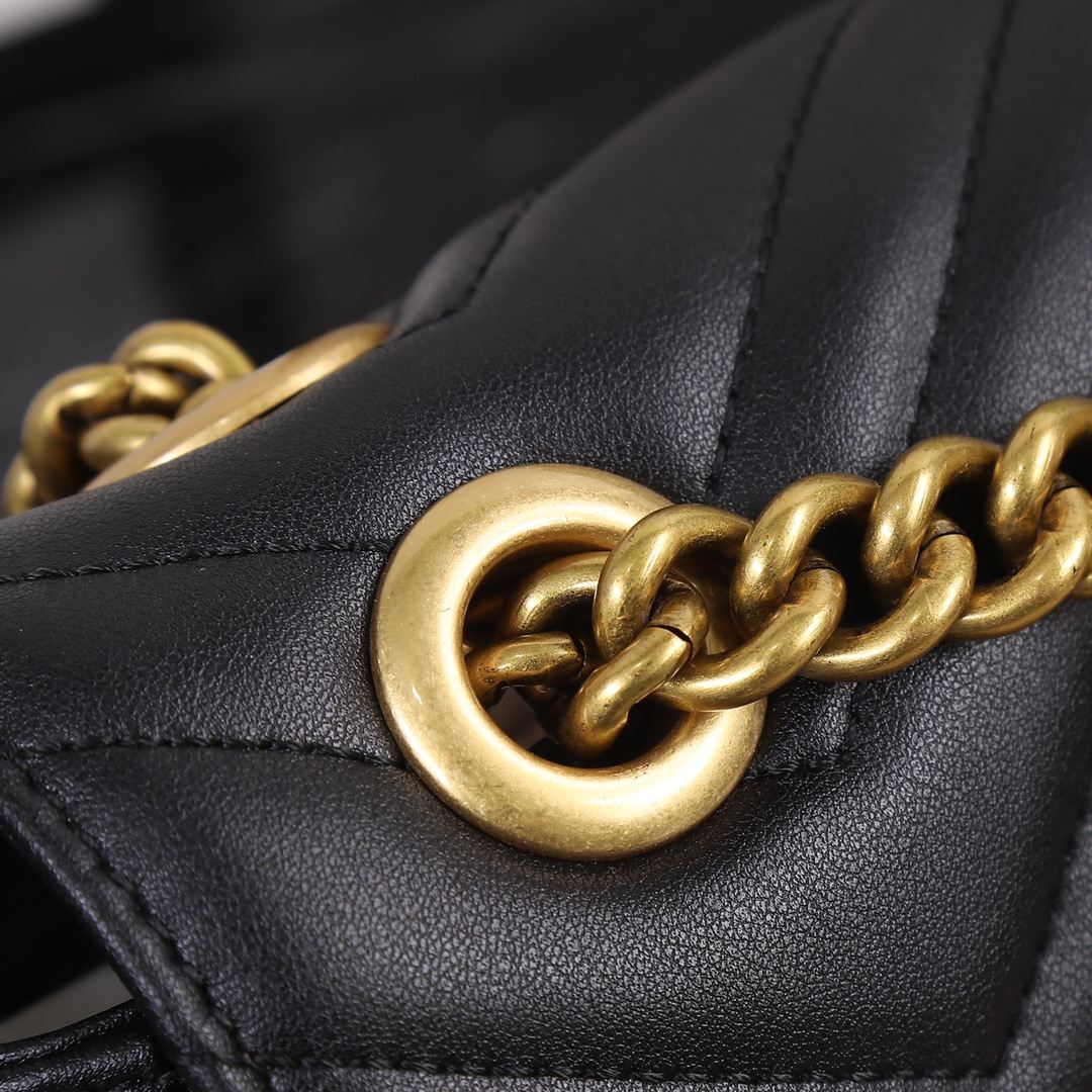 GUCCI GG Marmont Mini Shoulder Bag Black leather