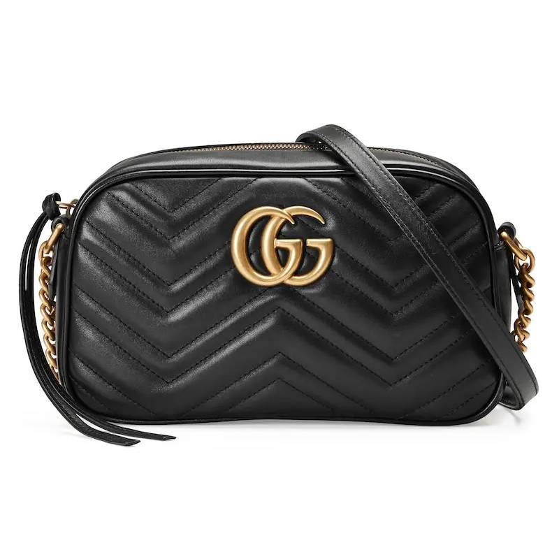 GUCCI GG Marmont Small Matelasse Shoulder with zip Black leather