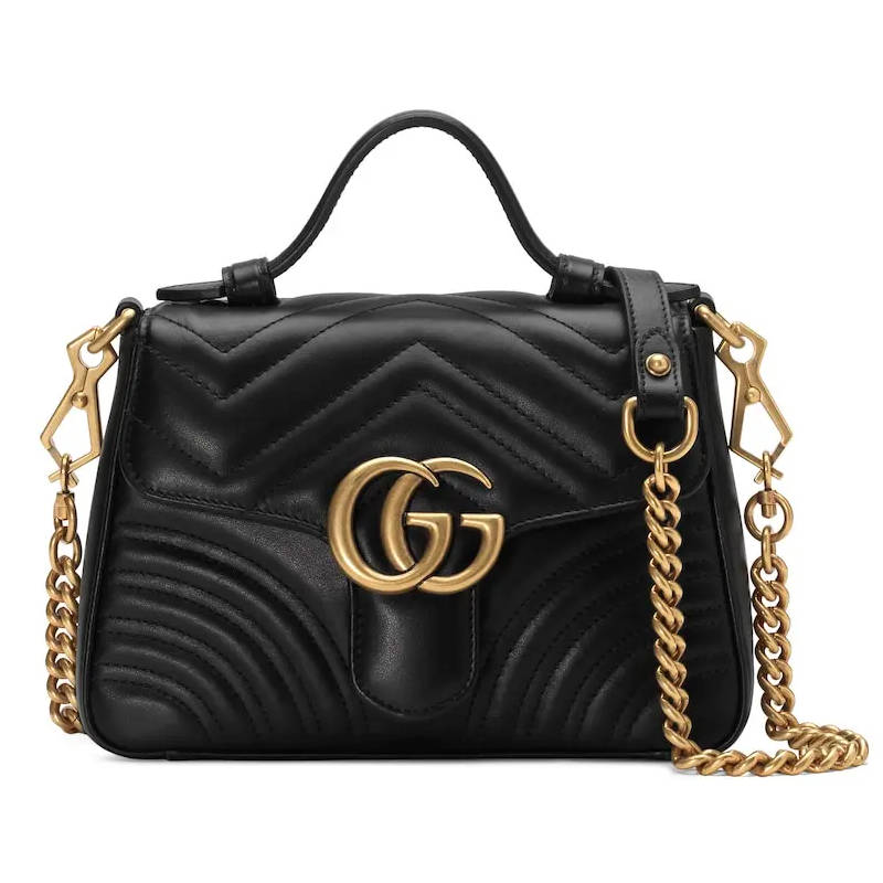 GUCCI GG Marmont Small Top Handle Bag Black leather