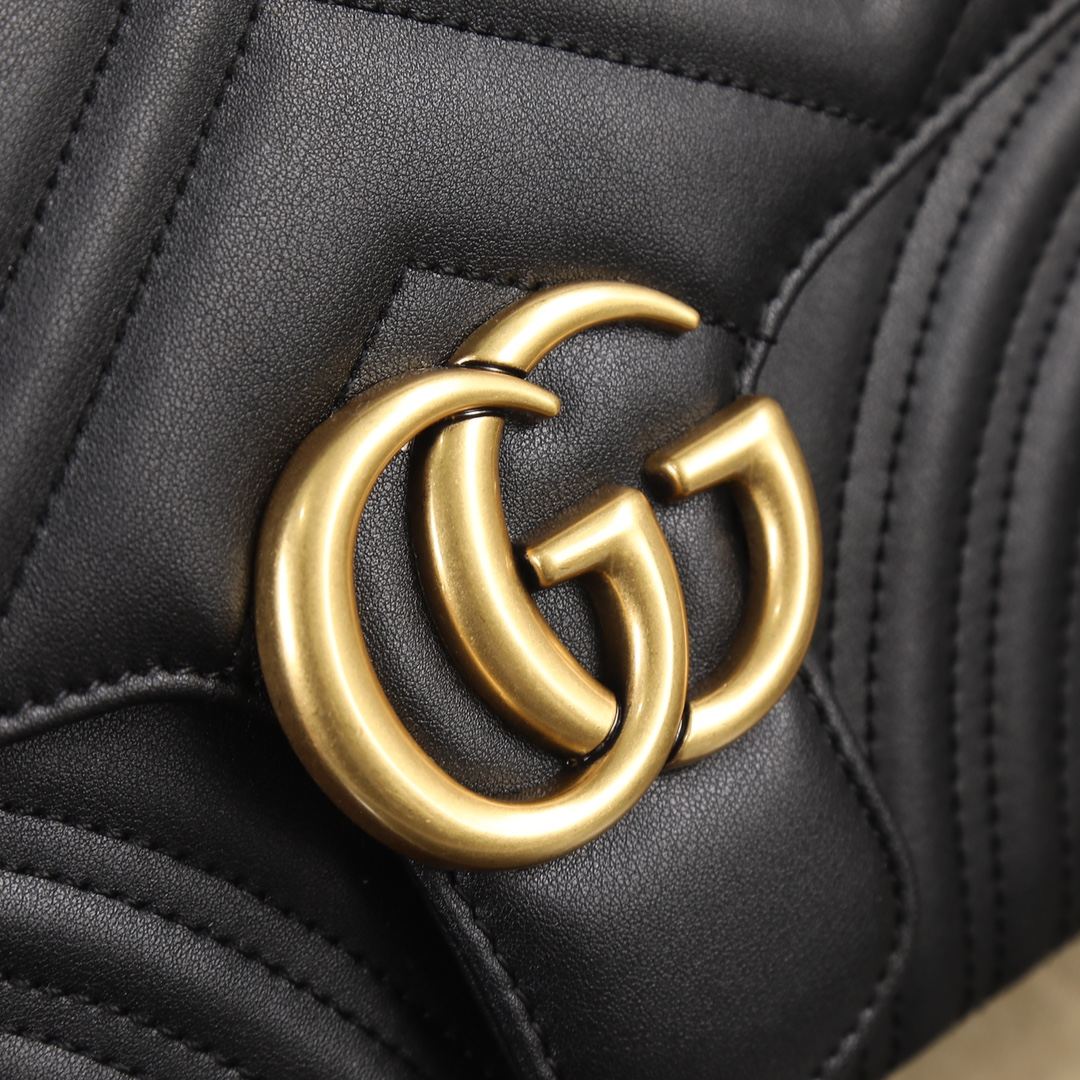 GUCCI GG Marmont Small Top Handle Bag Black leather