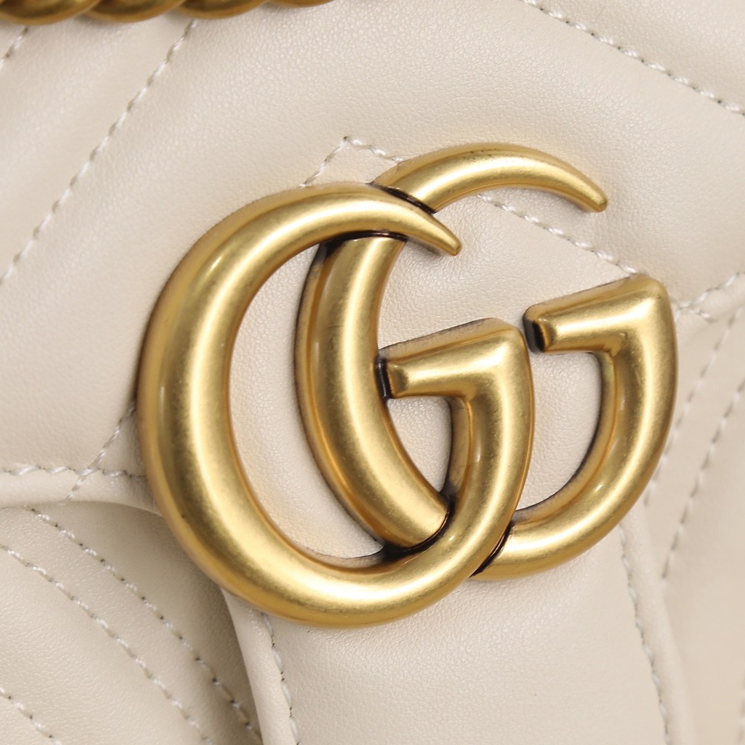 GUCCI GG Marmont Mini Shoulder Bag White leather