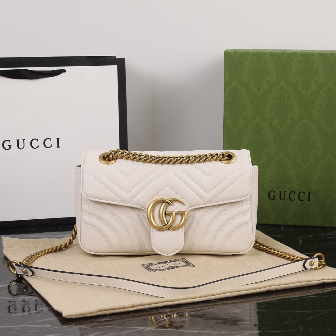 GUCCI GG Marmont Small Shoulder Bag White leather