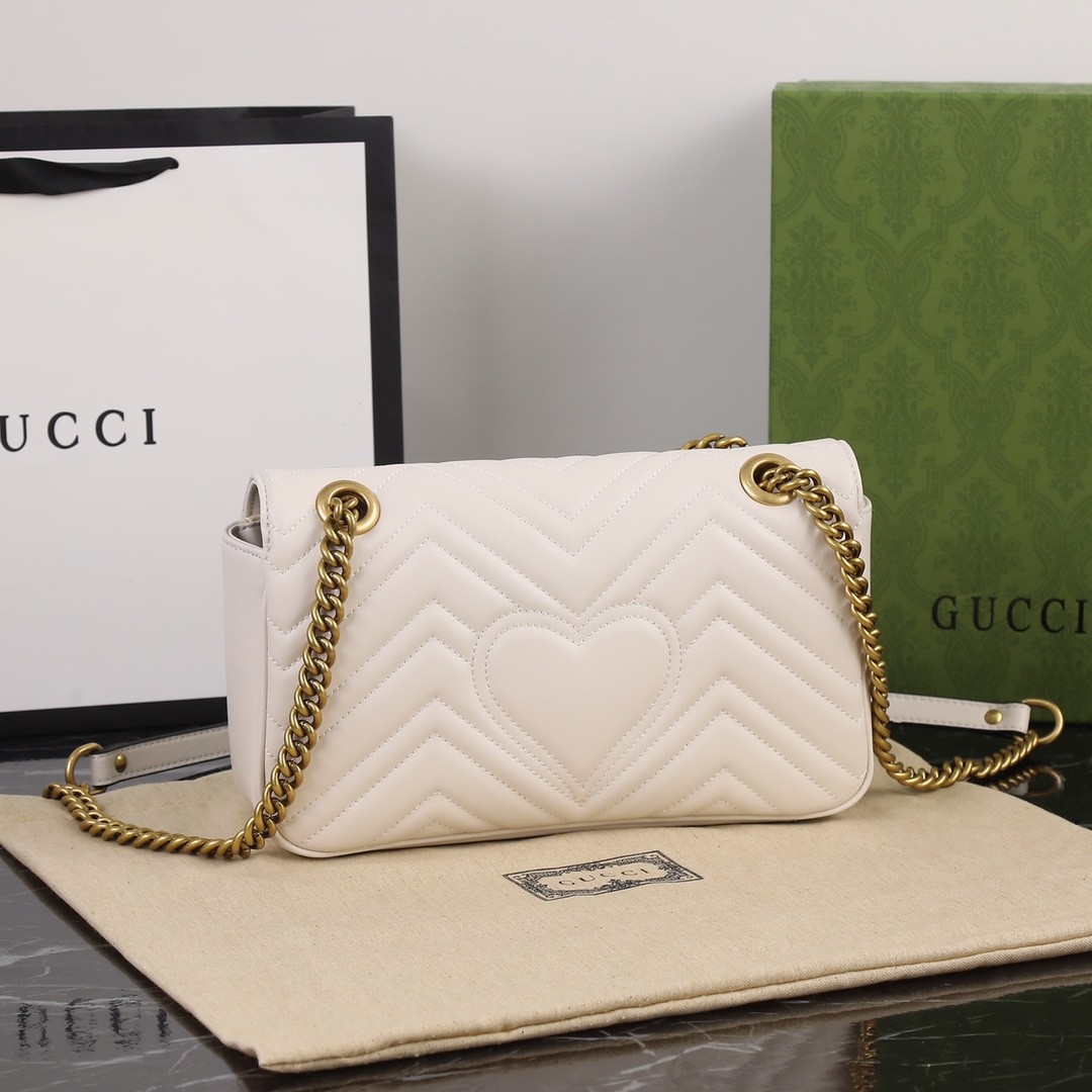 GUCCI GG Marmont Small Shoulder Bag White leather