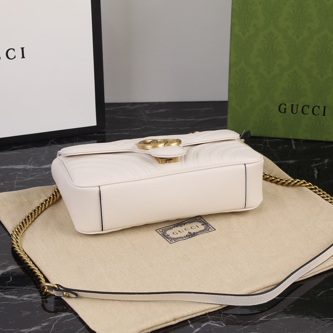 GUCCI GG Marmont Small Shoulder Bag White leather