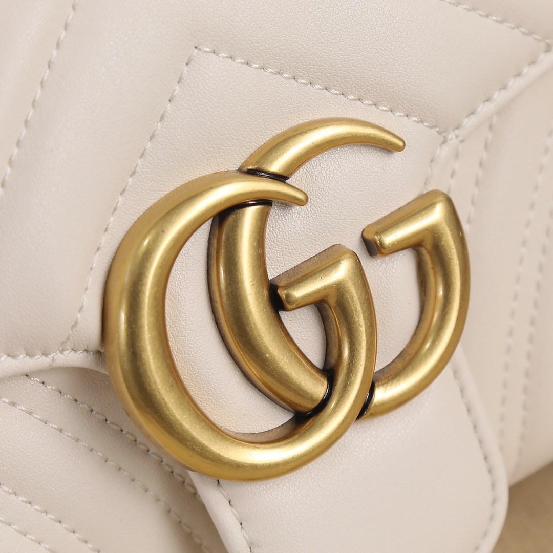 GUCCI GG Marmont Small Shoulder Bag White leather