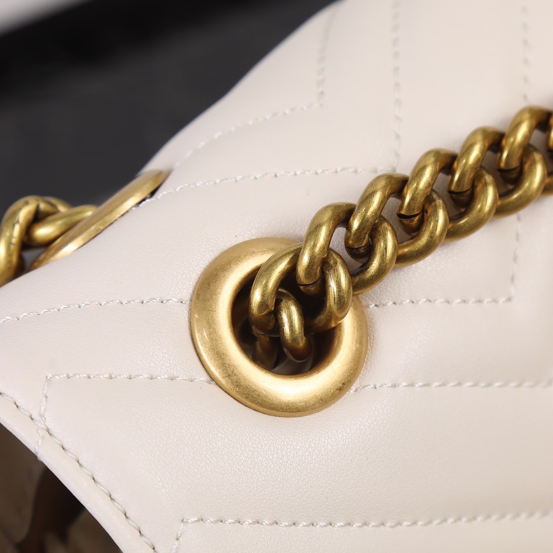 GUCCI GG Marmont Small Shoulder Bag White leather